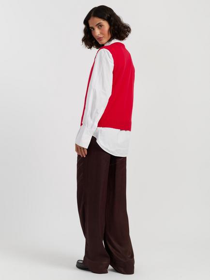 Chinti & Parker x Disney Mickey Wool Rich with Cashmere Waistcoat - view 2, Red