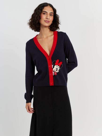Chinti & Parker x Disney Minnie Wool Rich with Cashmere Cardigan, Navy, Navy