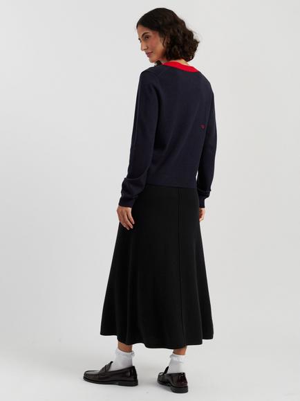 Chinti & Parker x Disney Minnie Wool Rich with Cashmere Cardigan, Navy - view 2, Navy