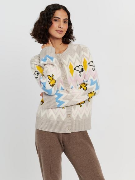 Chinti & Parker Snoopy Fair Isle Wool Rich with Cashmere Cardigan, Multi, Multi