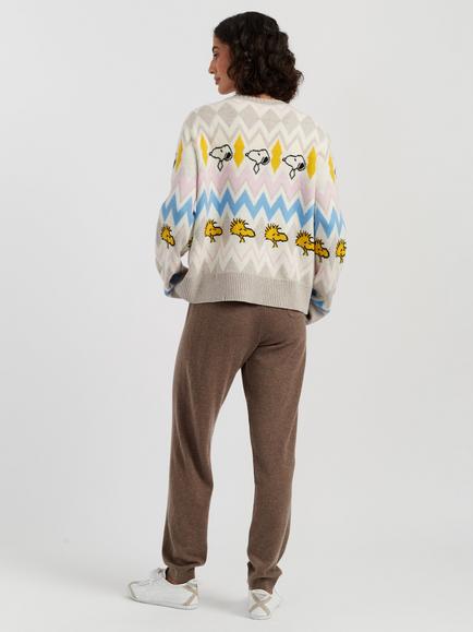 Chinti & Parker Snoopy Fair Isle Wool Rich with Cashmere Cardigan, Multi - view 2, Multi