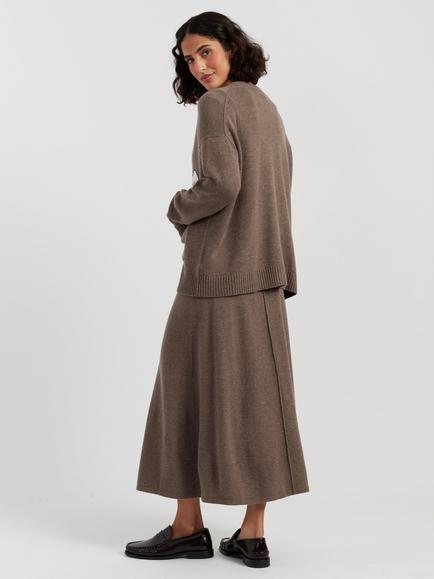 Chinti & Parker Snoopy Peek Pocket Wool Rich with Cashmere Cardigan - view 2, Mushroom