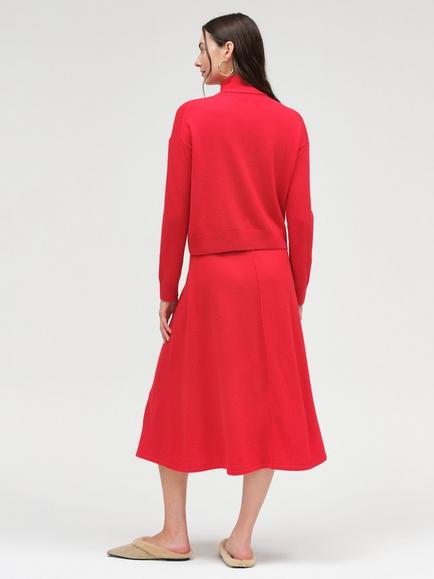 Chinti & Parker Wool Rich with Cashmere Tie Neck Cardigan, Velvet Red - view 2, Velvet Red