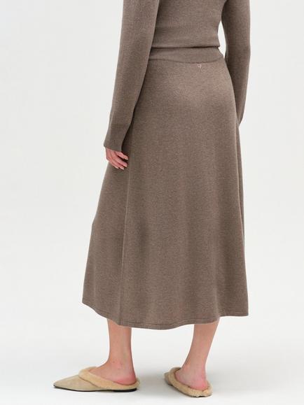 Chinti & Parker Wool Rich with Cashmere Argyle Skirt, Mushroom - view 2, Mushroom