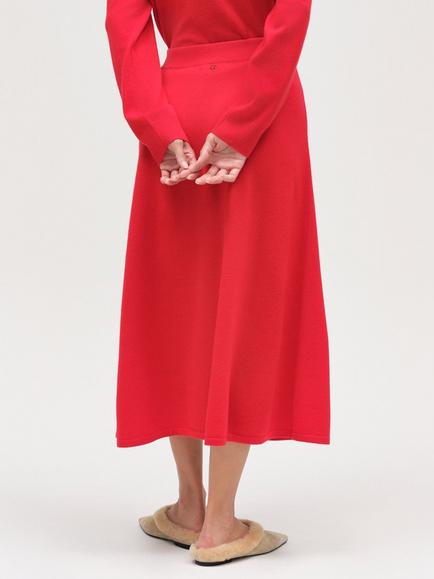 Chinti & Parker Argyle Wool Rich with Cashmere Midi Skirt, Red/Multi - view 2, Red/Multi