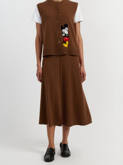 Chinti & Parker x Disney Mickey Minnie Wool Rich with Cashmere Peek Pocket Skirt, Toffee, Toffee