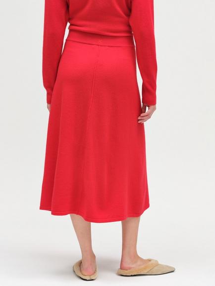 Chinti & Parker Wool Rich with Cashmere Midi Skirt, Velvet Red - view 2, Velvet Red