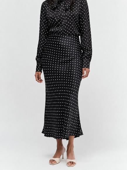 Chinti & Parker Polks Dot Midi Skirt, Black