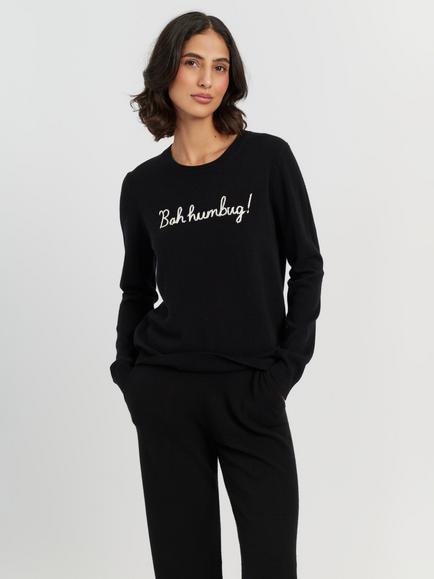 Chinti & Parker Bah Humbug Wool Rich with Cashmere Jumper, Black, Black