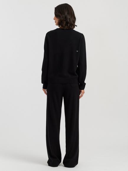 Chinti & Parker Bow Embroidered Wool Rich with Cashmere Jumper - view 2, Black