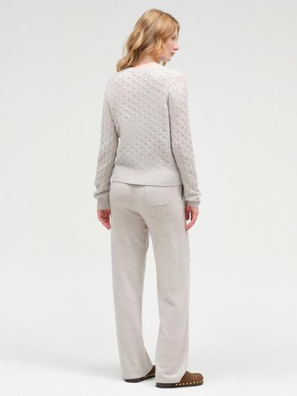 Chinti & Parker Pure Cashmere Cable Knit Jumper - view 2, Light Grey