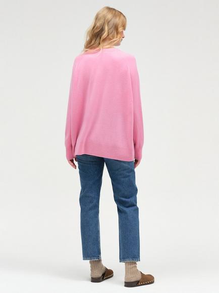 Chinti & Parker Pure Cashmere Slouchy Jumper, Flamingo Pink - view 2, Flamingo Pink