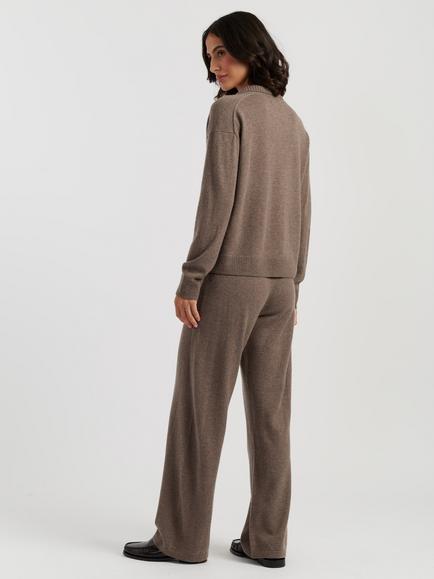 Chinti & Parker Wool Rich with Cashmere Collared Jumper, Mushroom - view 2, Mushroom