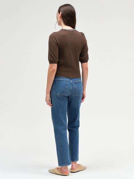 Chinti & Parker Merino Wool Jewel Neck Jumper, Chocolate - view 2, Chocolate