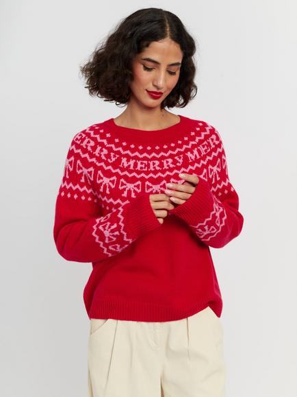 Chinti & Parker Let's Be Merry Wool Rich with Cashmere Jumper, Red