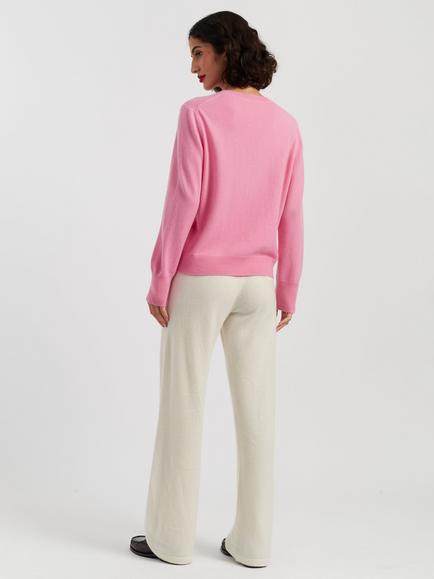 Chinti & Parker x Disney Minnie Wool Rich with Cashmere Christmas Jumper, Pink - view 2, Pink