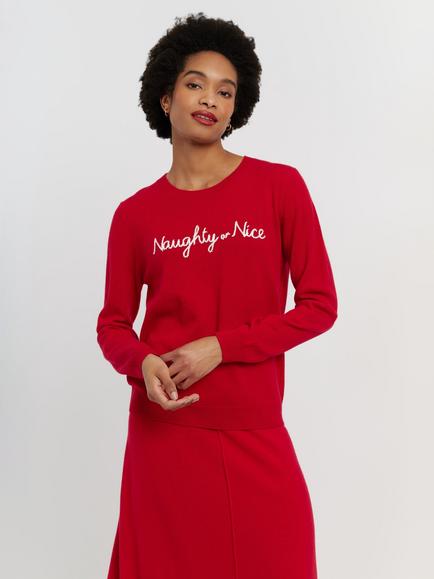 Chinti & Parker Naughty Or Nice Wool Rich with Cashmere Jumper, Red