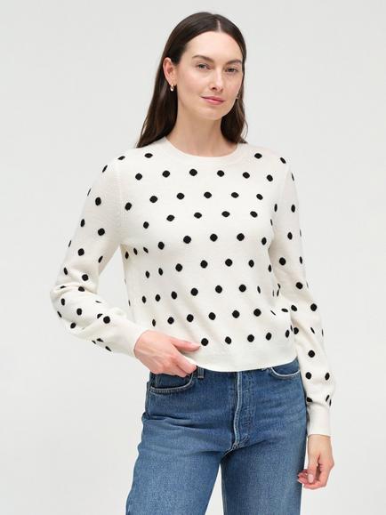 Chinti & Parker Wool Rich with Cashmere Polka Dot Jumper, Cream/Black