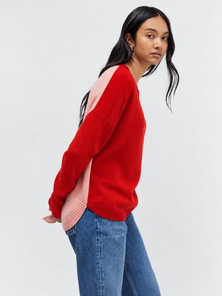 Chinti & Parker Wool Rich with Cashmere Pop Colour Jumper, Red/Salmon