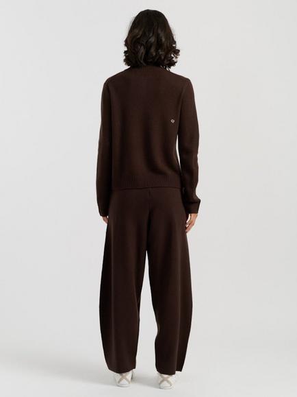 Chinti & Parker Wool Rich with Cashmere Quarter Zip Jumper - view 2, Chocolate