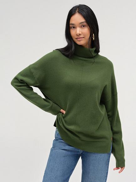 Chinti & Parker Relaxed Wool Rich with Cashmere Rollneck Sweater, Moss, Moss