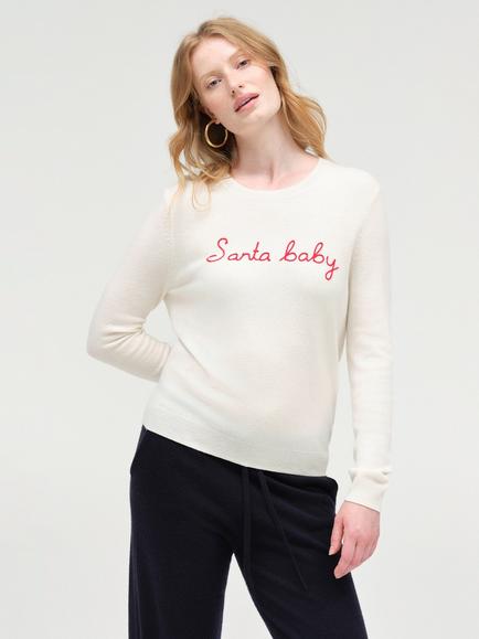 Chinti & Parker Wool Rich Santa Baby Jumper, Cream