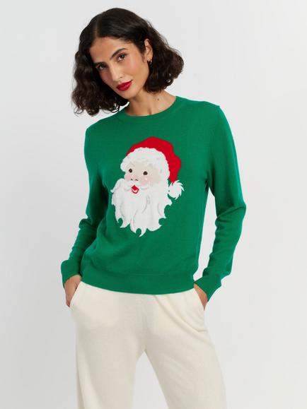 Chinti & Parker Wool Rich Santa Jumper, Green, Green