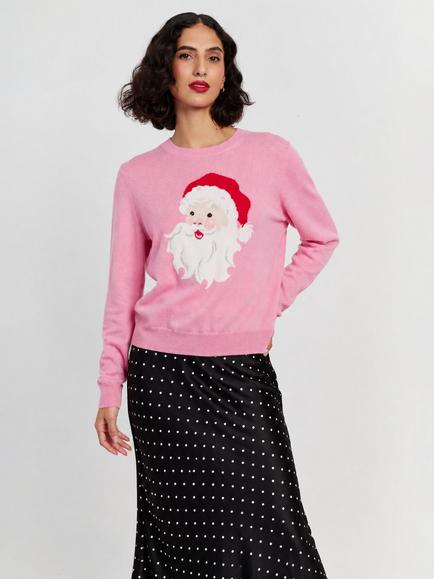 Chinti & Parker Wool Rich Santa Jumper, Pink, Pink