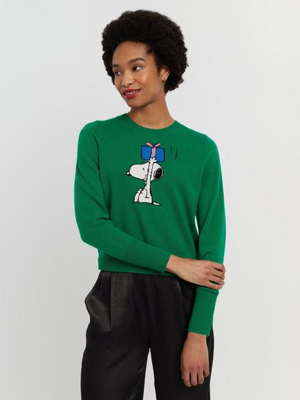 Chinti & Parker Peanuts Snoopy Gift Wool Rich with Cashmere Jumper, Green