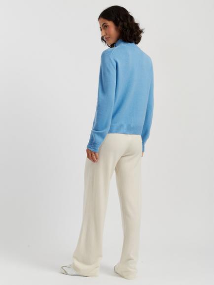 Chinti & Parker Snoopy Wool Rich with Cashmere Quarter Zip Jumper, Sky Blue - view 2, Sky Blue
