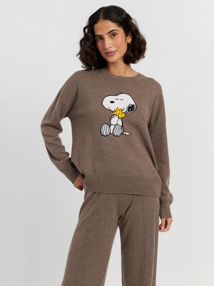 Chinti & Parker Peanuts Snoopy & Woodstock Wool Rich with Cashmere Jumper, Mushroom