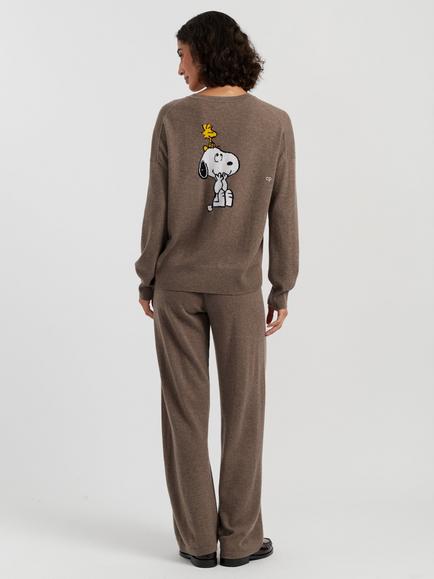 Chinti & Parker Peanuts Snoopy & Woodstock Wool Rich with Cashmere Jumper - view 2, Mushroom