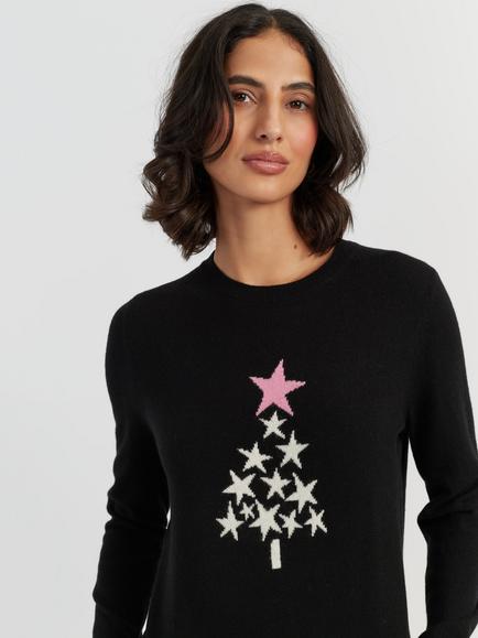 Chinti & Parker Star Tree Wool Rich with Cashmere Jumper, Black