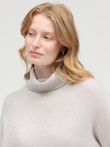 Chinti & Parker Pure Cashmere Roll Neck Jumper - view 2, Chinchilla