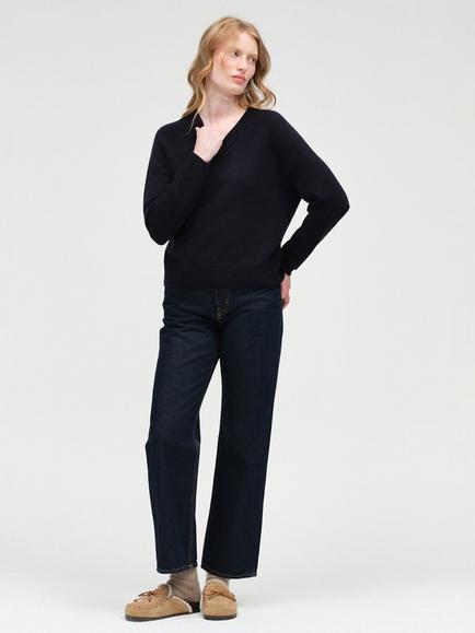 Chinti & Parker Wool Rich with Cashmere V-Neck Jumper, Navy, Navy