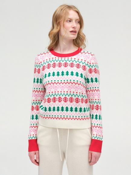 Chinti & Parker Christmas Fair Isle Wool Rich with Cashmere Jumper, Cream