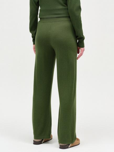 Chinti & Parker Wool Rich with Cashmere Wide Leg Trousers, Moss - view 2, Moss