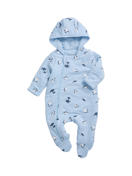MORI Baby Playful Penguins Pramsuit, Penguin Print, Penguin Print