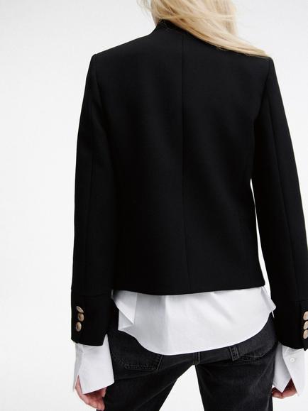 Mango Sculpted Jewel-Button Mandarin Blazer, Black - view 2, Black