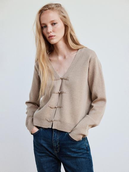 Mango Smooth Knit Cardigan, Taupe, Taupe