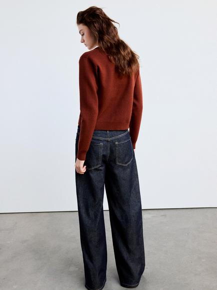 Mango V-Neck Long Sleeve Cardigan, Rust - view 2, Rust