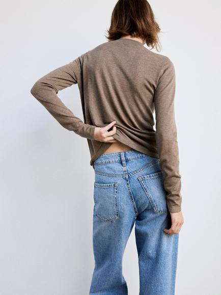 Mango Long Sleeve Round Neck Cardigan - view 2, Taupe