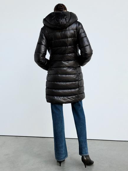 Mango Hooded Quilted Puffer Coat, Black - view 2, Black