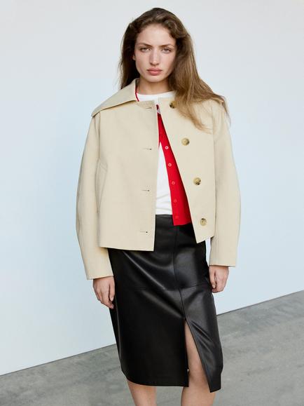 Mango High-Rise Faux Leather Pencil Midi Skirt, Black, Black