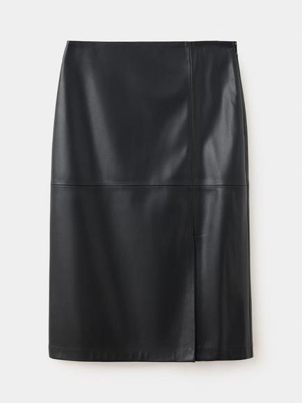 Mango High-Rise Faux Leather Pencil Midi Skirt, Black - view 2, Black