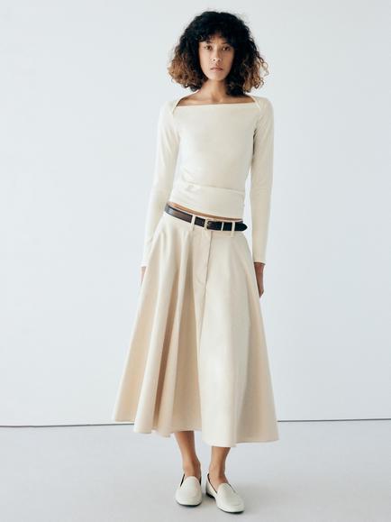 Mango Boat Neck Long Sleeve Top, Off White, Off White