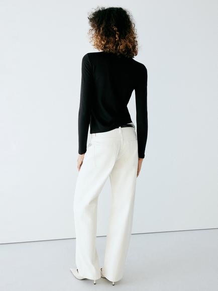 Mango Boat Neck Long Sleeve Top, Black - view 2, Black