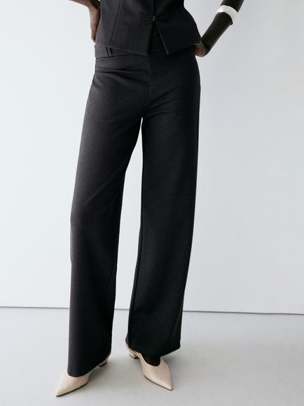 Mango High Rise Tailored Trousers, Anthracite, Anthracite