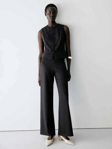Mango High Rise Tailored Trousers, Anthracite - view 2, Anthracite