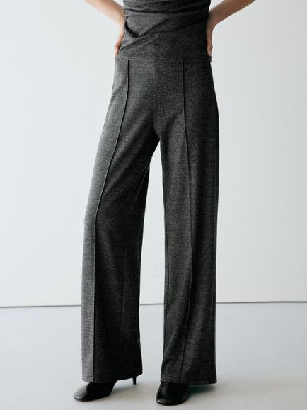 Mango High Rise Tailored Trousers, Black, Black